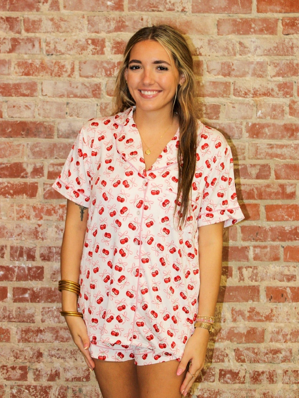 Lulu Mac Cherry Print Pajama Set